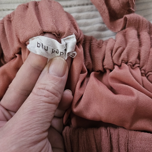 Blu Pepper Women's Ruffled Dress. Rust/Brown/orange. Size S - Picture 6 of 8